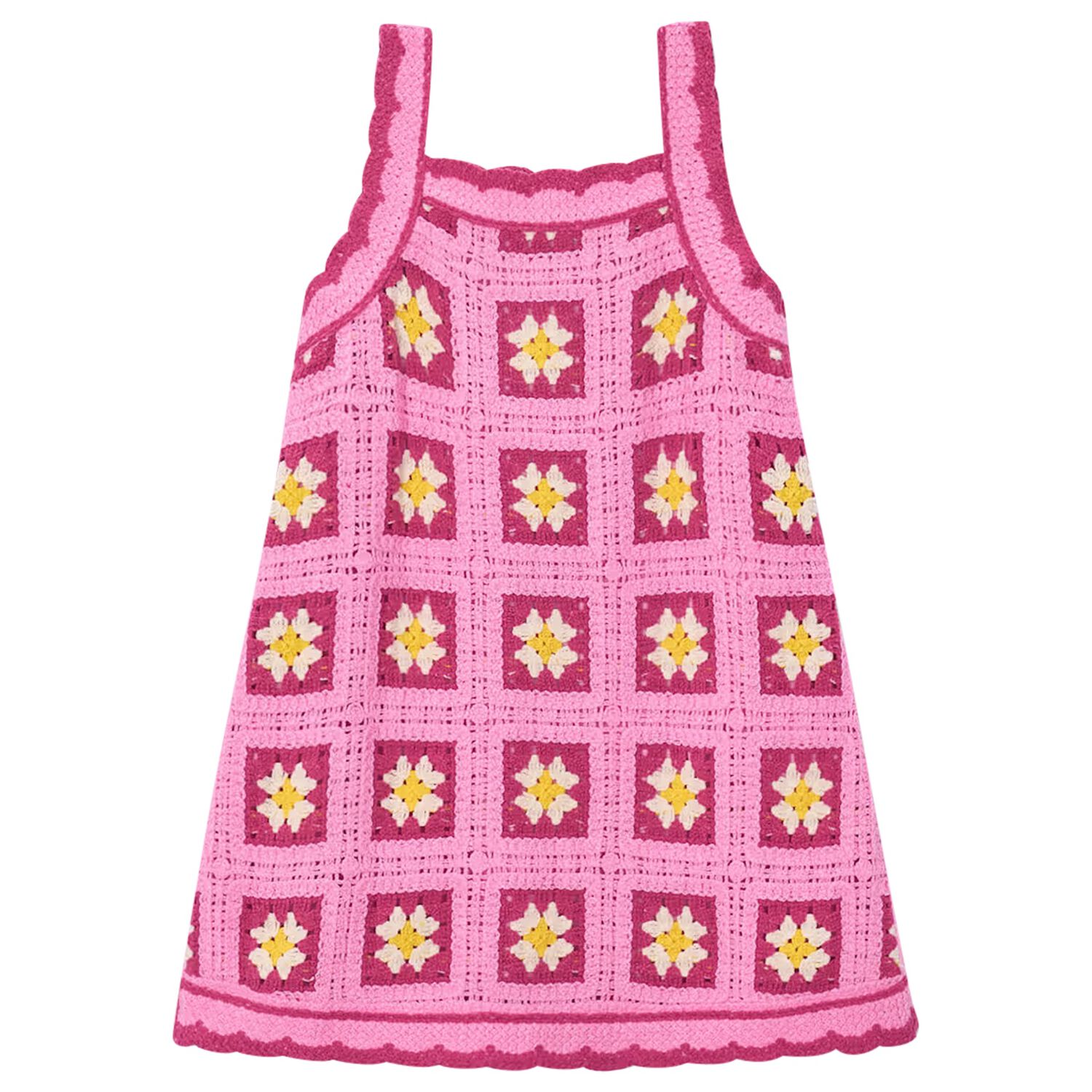 Girls Pink Crochet Dress, 1, hi-res