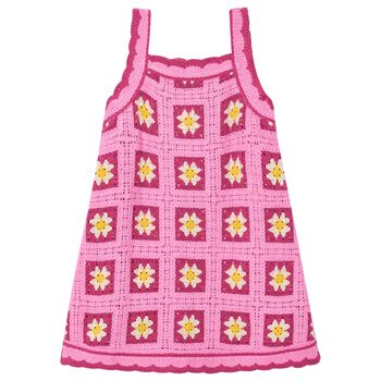 Girls Pink Crochet Dress