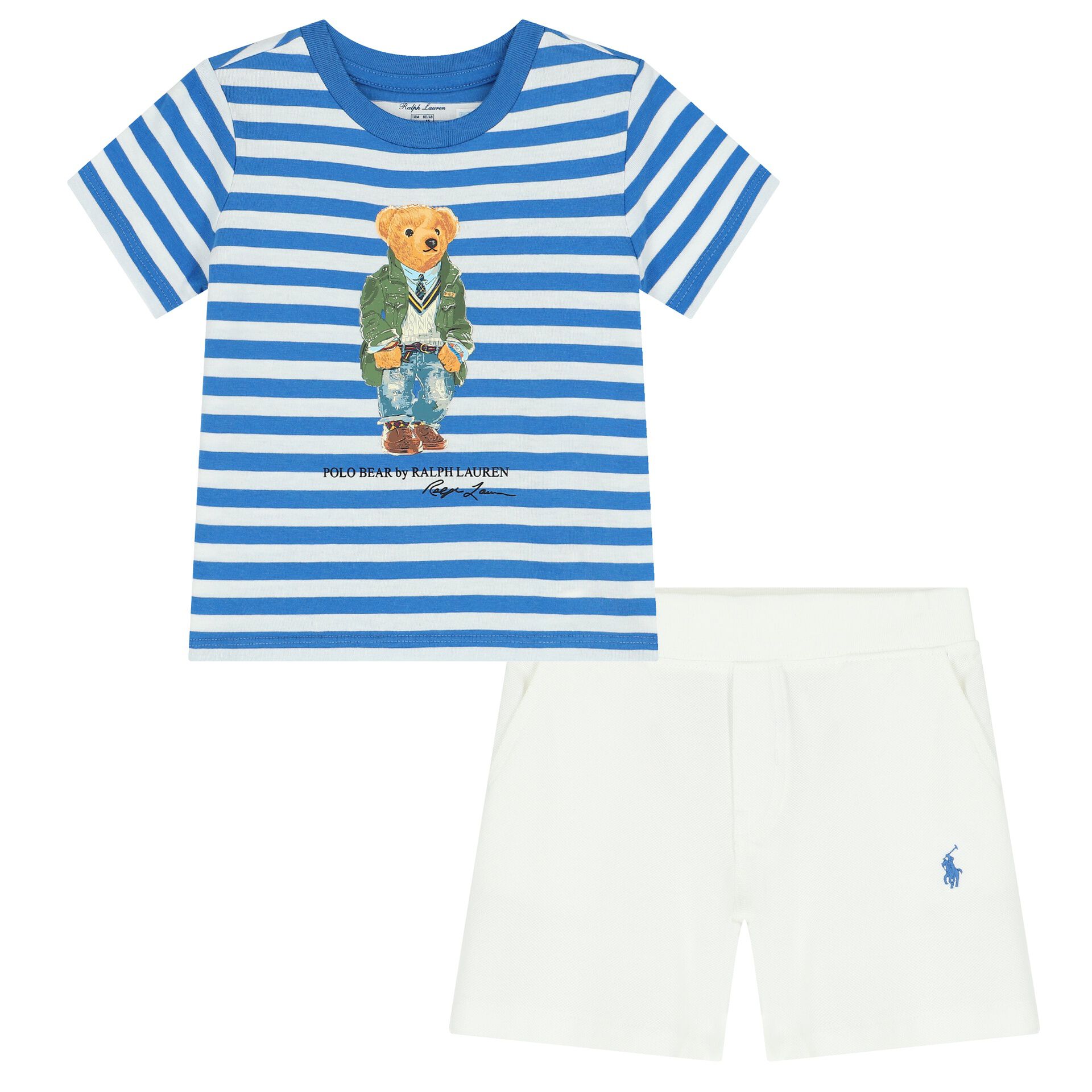 Ralph Lauren Baby Boys White Blue Polo Bear Shorts Set Junior Couture Bahrain