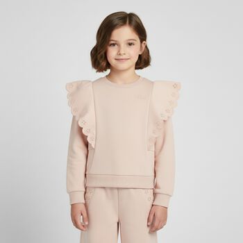 Girls Pink logo Flower Sweatshirt