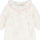 Baby Girls Ivory & Pink Velour Babygrow, 1, hi-res