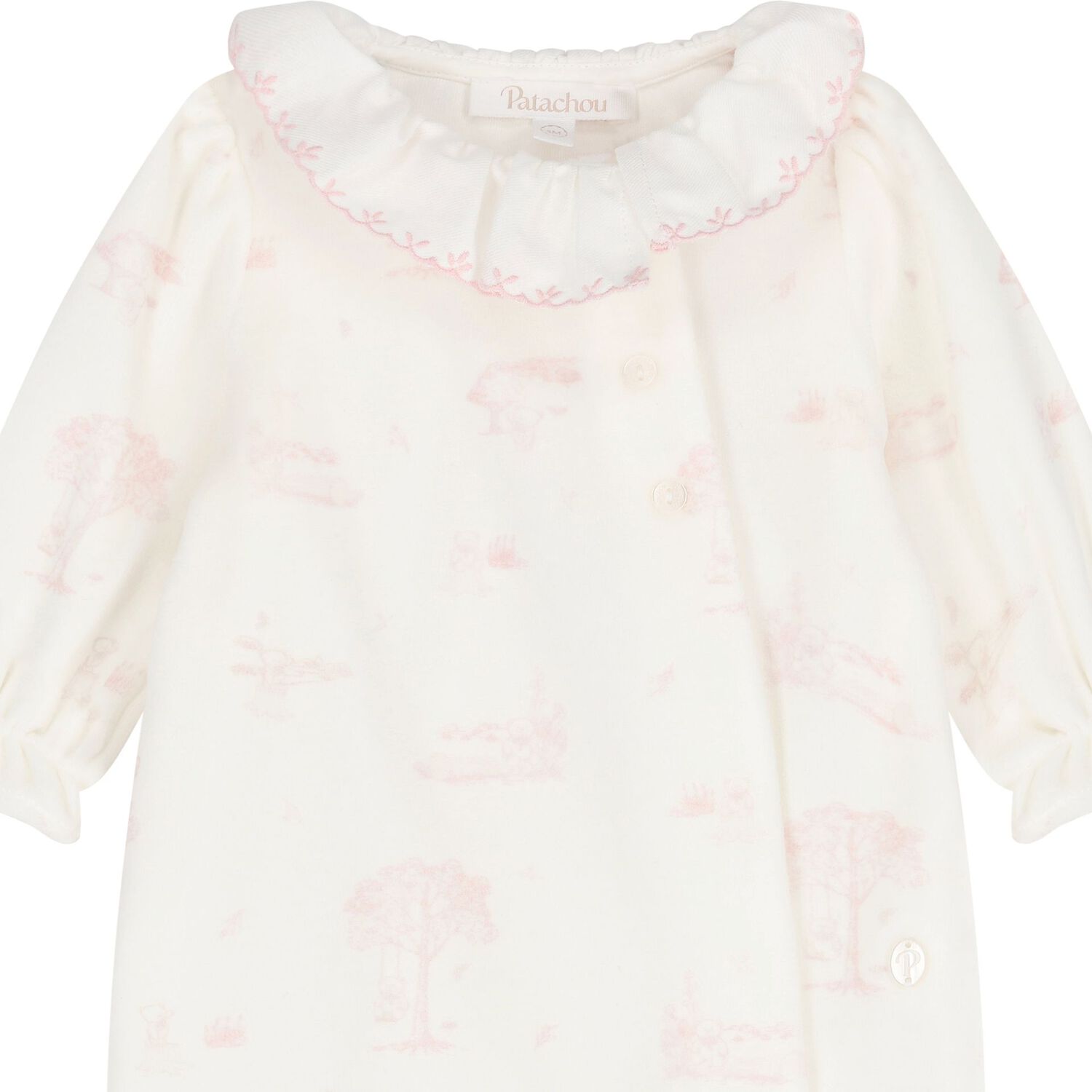 Baby Girls Ivory & Pink Velour Babygrow, 1, hi-res