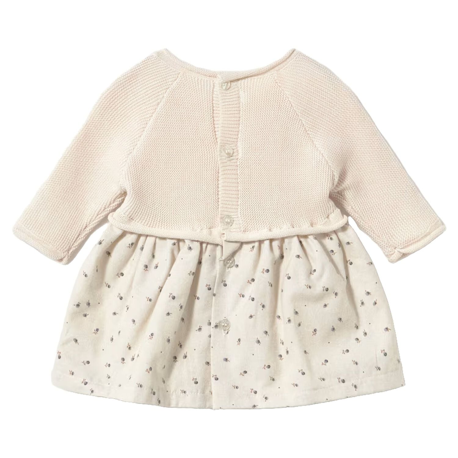 Baby Girls Ivory Knitted Dress, 1, hi-res
