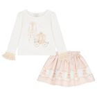 Girls Ivory & Beige Fairy Tale Castle Skirt Set , 2, hi-res