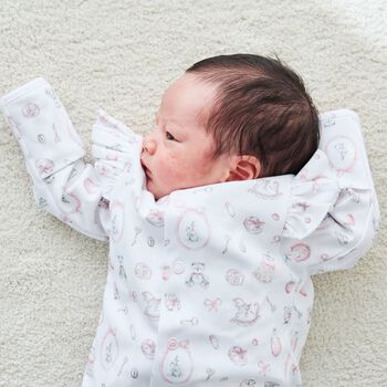 Baby Girls White & Pink Babygrow Set