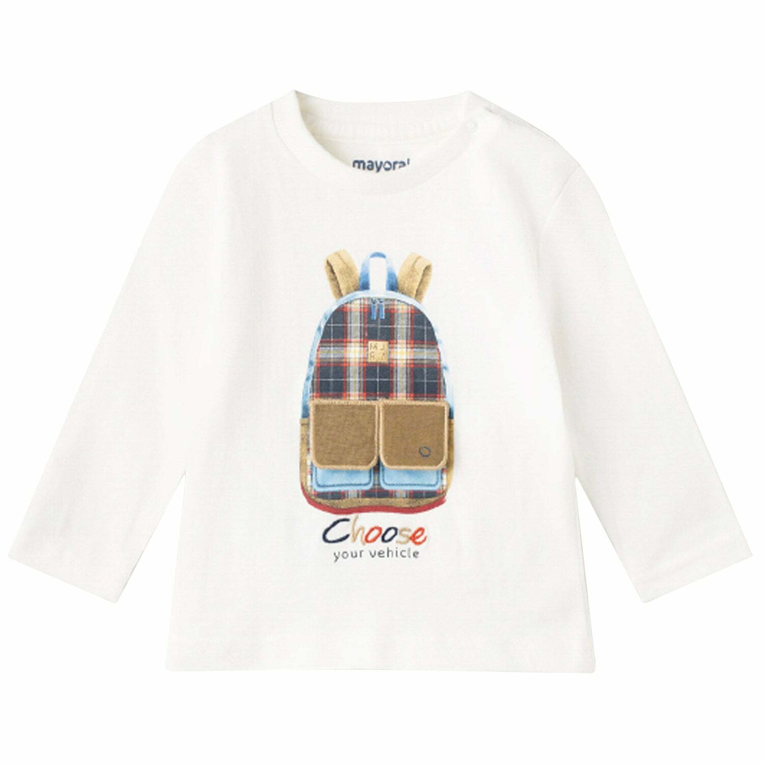 Younger Boys Ivory Bag Long Sleeve Top, 1, hi-res image number null