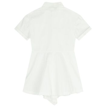 Girls White Diamante Logo Shirt Dress 