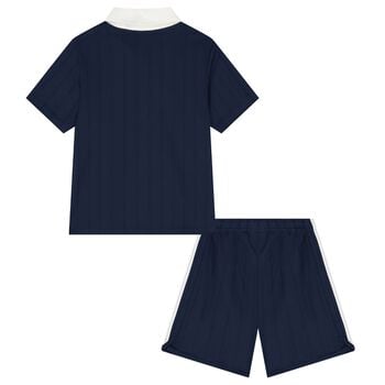 Boys Navy Blue Logo Shorts Set