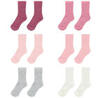 Baby Girls Pink & White Socks (6 Pack), 1, hi-res