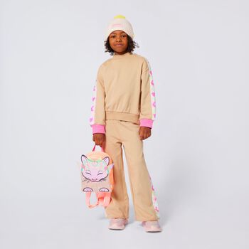 Girls Beige Sequin Sweatshirt