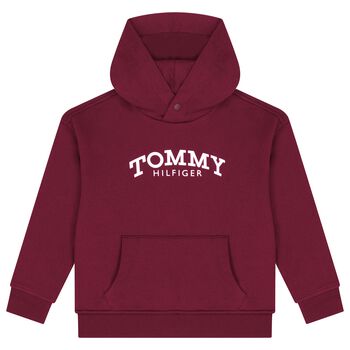 Boys Red Logo Hooded Top