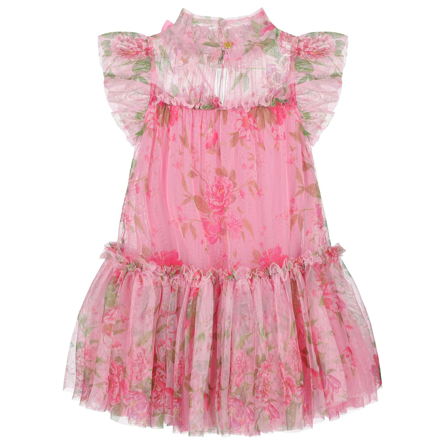 Girls Pink Floral Tulle Dress, 2, hi-res image number null