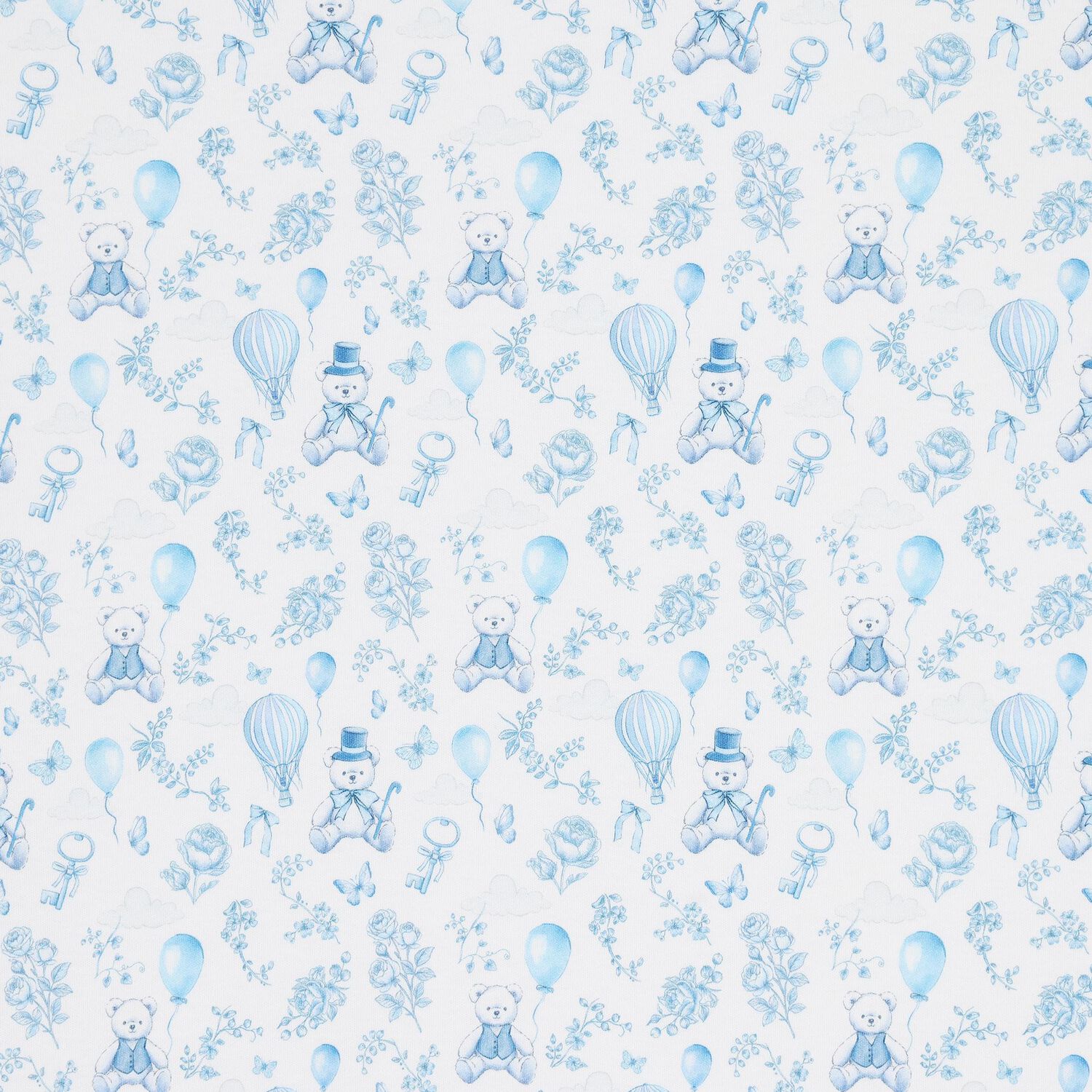 Baby Boys White & Blue Toile Blanket, 1, hi-res image number null