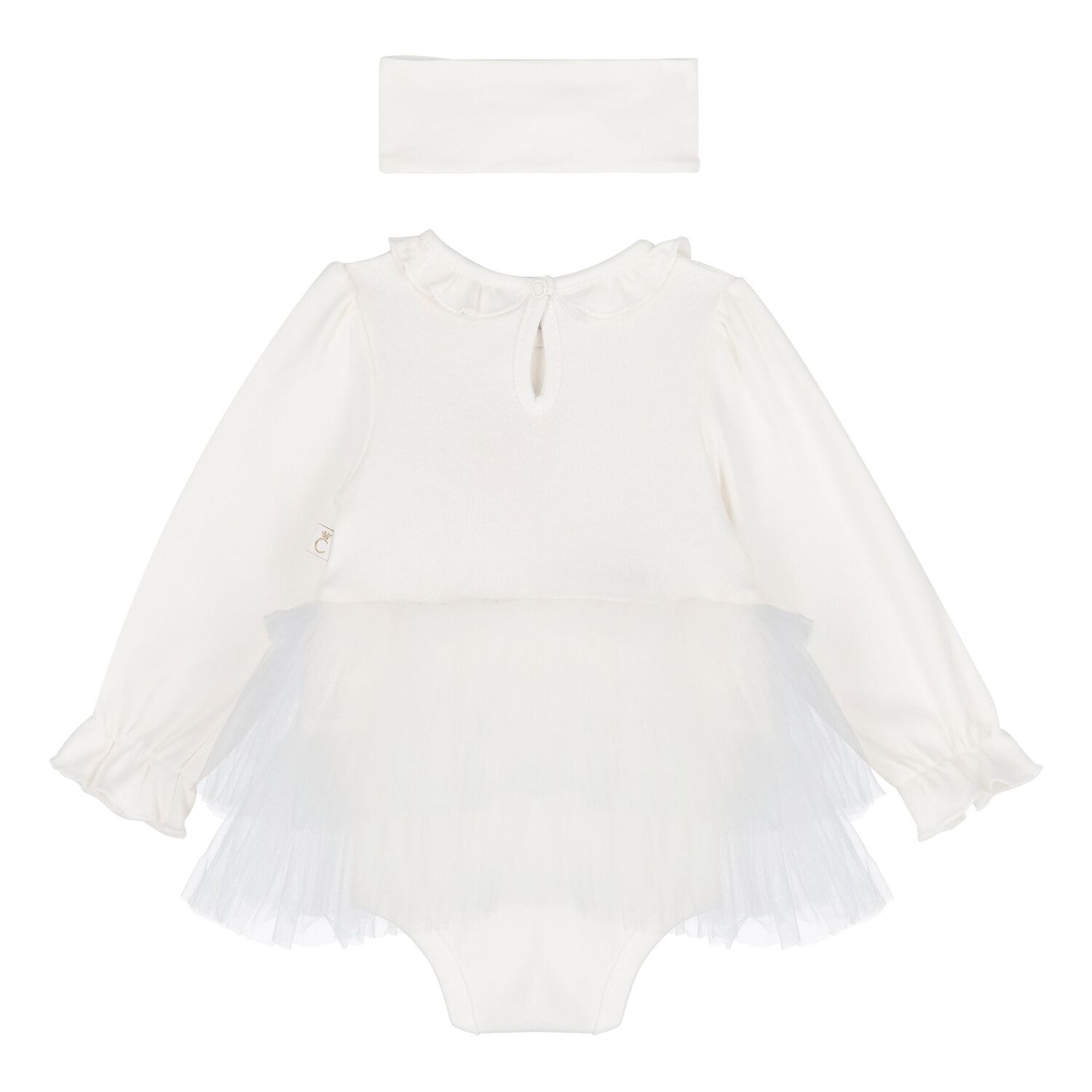 Baby Girls Ivory Bow Tulle Dress Set , 3, hi-res