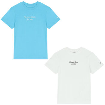 Boys White & Blue Logo T-Shirts ( 2-Pack )