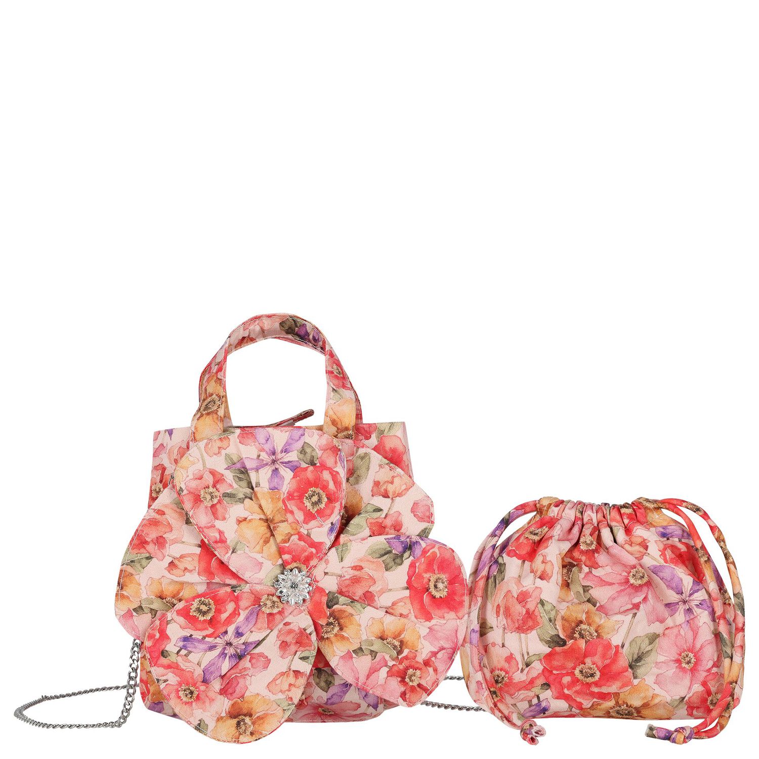 Girls Pink Floral Handbag ( 14CM ), 1, hi-res