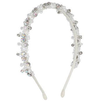 Girls Rainbow & White Diamante Headband