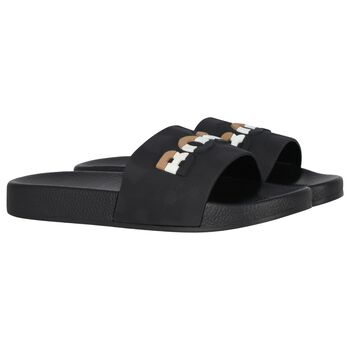 Boys Black Logo Sliders