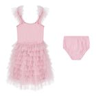 Baby Girls Pink Embellished Tulle Dress Set, 1, hi-res