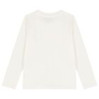 Girls Ivory Logo Long Sleeve Top, 1, hi-res