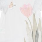 Girls White 3D Flower Blouse, 1, hi-res
