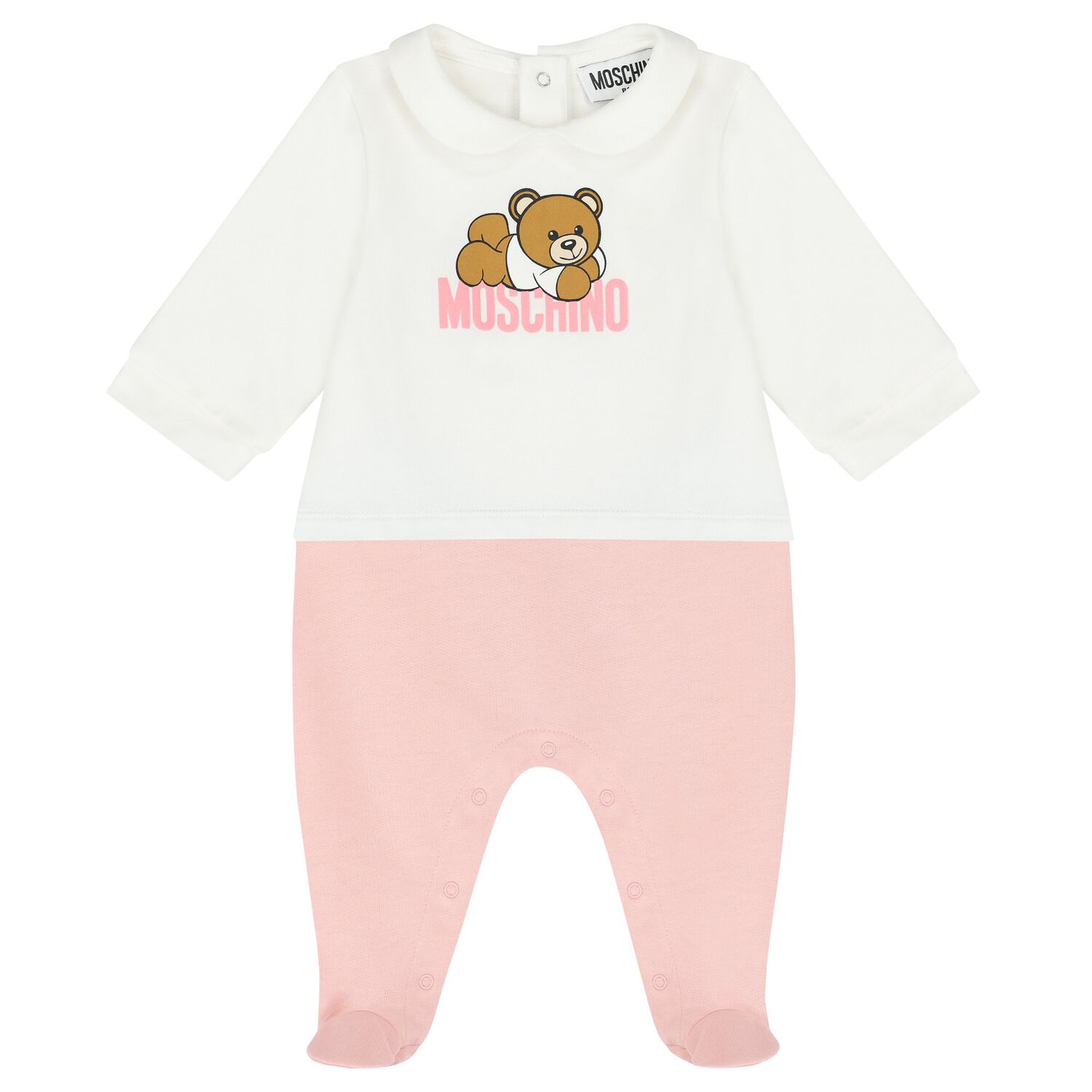 White & Pink Teddy Bear Logo Babygrow, 3, hi-res image number null