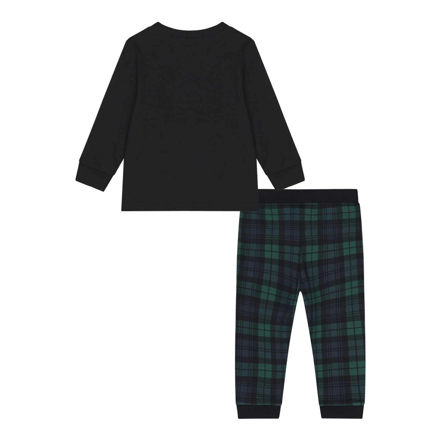 Baby Boys Black & Green Polo Bear Tartan Trouser Set, 1, hi-res