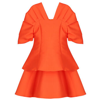 Girls Orange Flared Dress