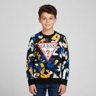 Boys Black Logo Sweatshirt, 1, hi-res