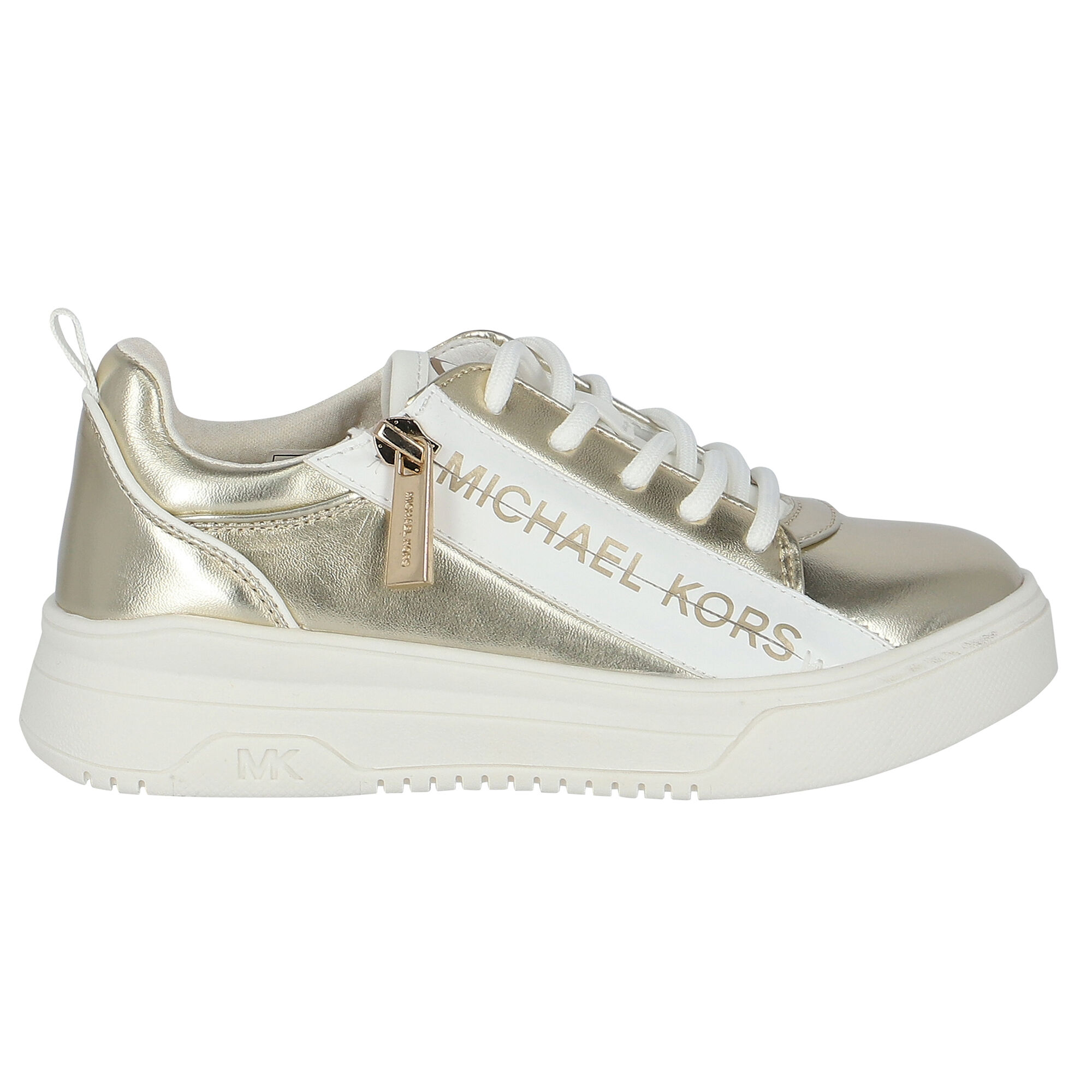 MICHAEL KORS Girls Gold Logo Trainers Junior Couture
