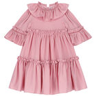 Girls Pale Pink Tiered Dress, 2, hi-res