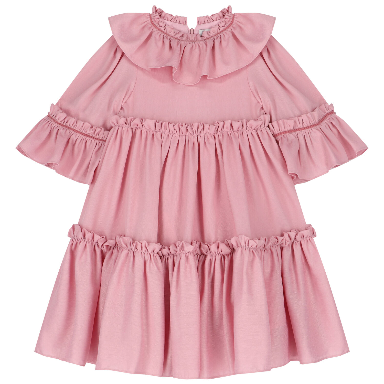 Girls Pale Pink Tiered Dress, 2, hi-res image number null