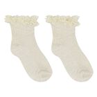 Baby Girls Beige & Gold Lace Socks, 2, hi-res