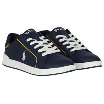 Boys Navy Blue Logo Trainers