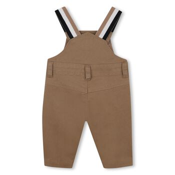 Baby Boys Beige Logo Dungaree