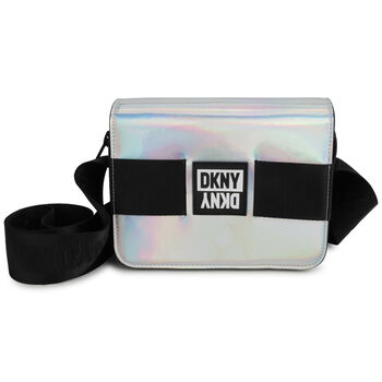 Girls Black Iridescent Logo Crossbody Bag