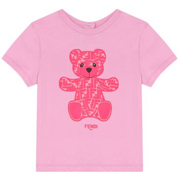 Younger Girls Pink Teddy Logo T-Shirt