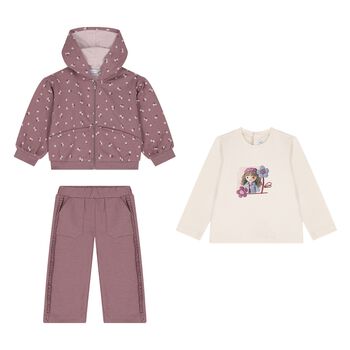Younger Girls Pink Tracksuit Set