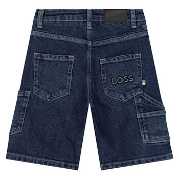 Boys Blue Logo Denim Shorts