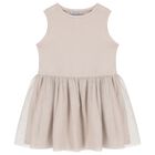 Girls Beige Tulle Dress Set, 1, hi-res