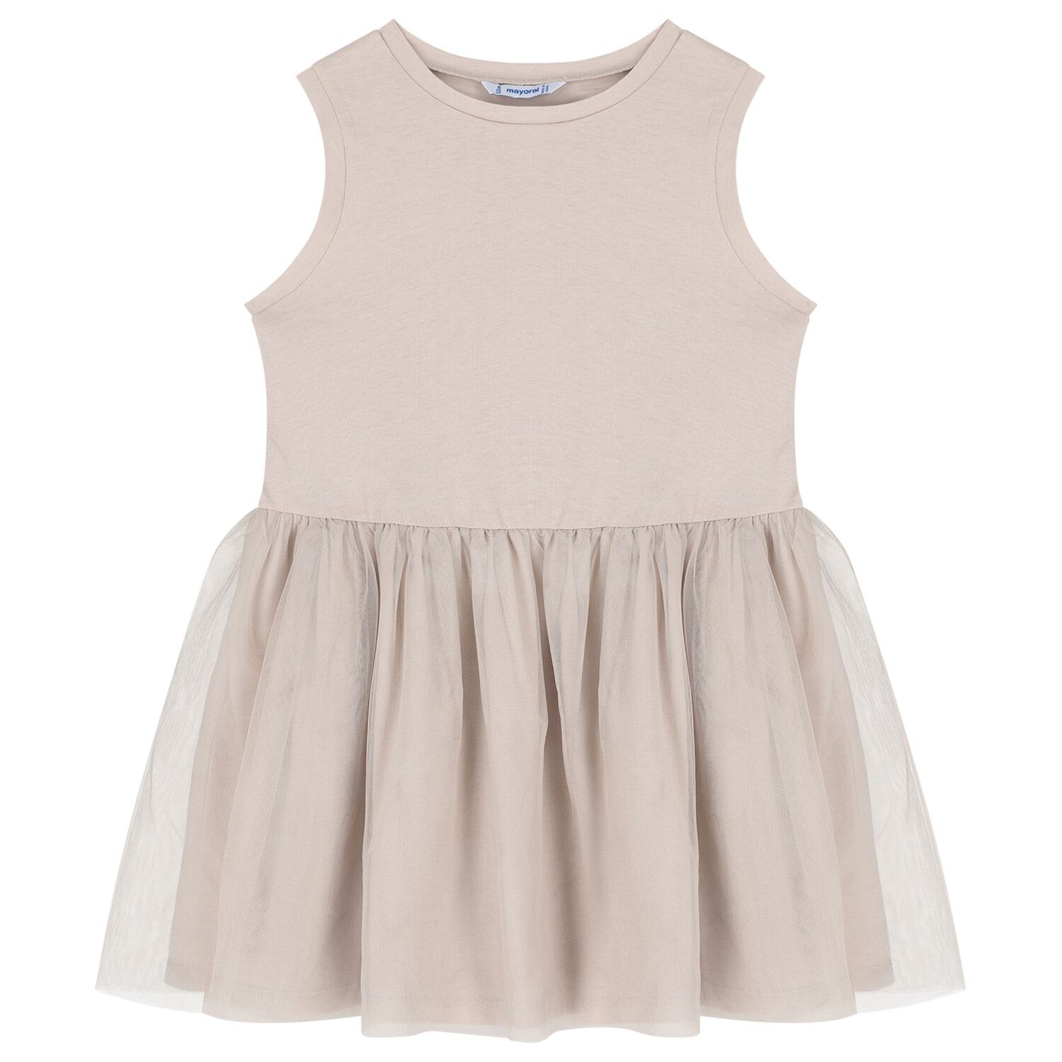 Girls Beige Tulle Dress Set, 1, hi-res