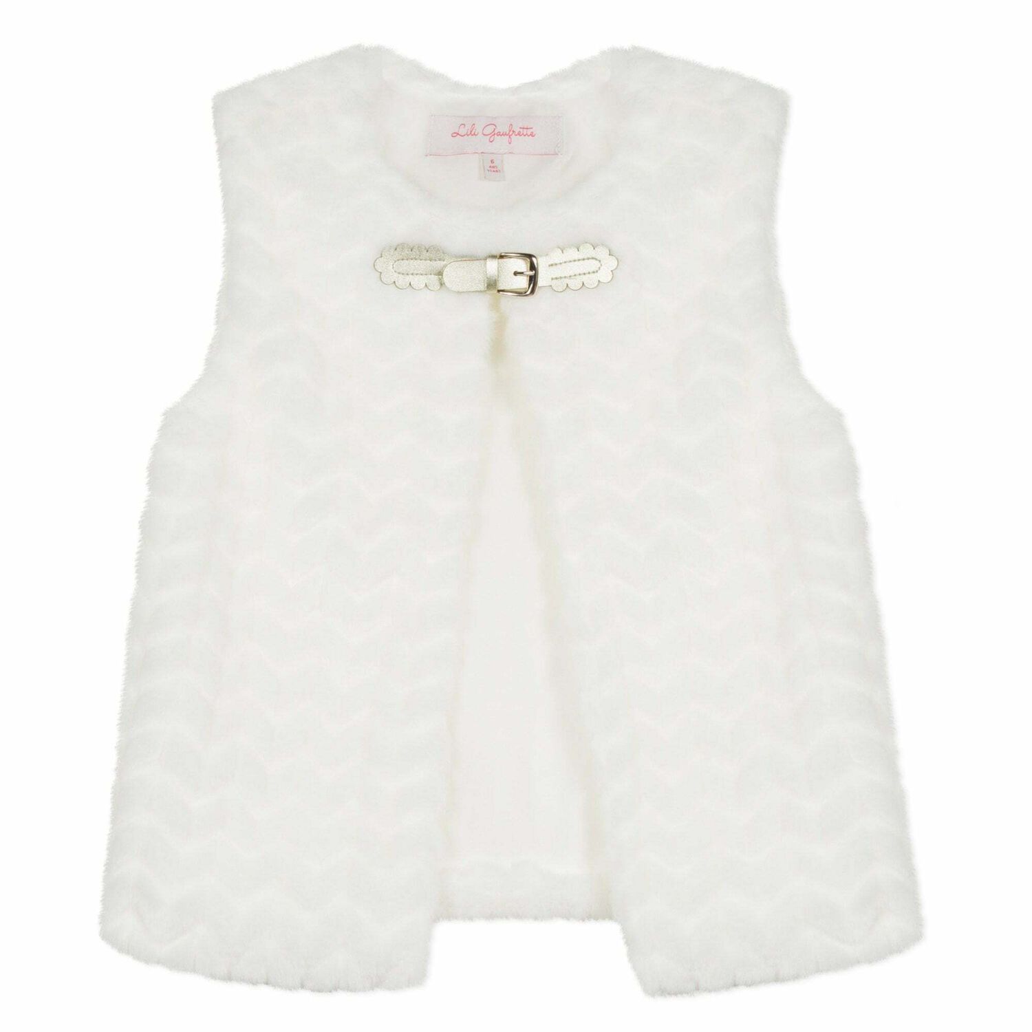 Girls Ivory Faux Fur Gilet, 1, hi-res image number null