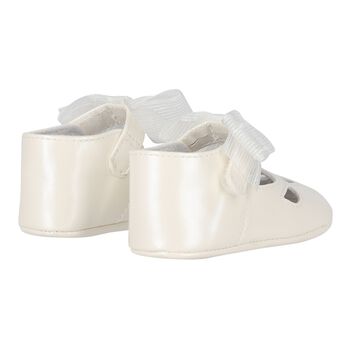 Baby Girls Ivory Bow Pre Walker Shoes, 4 Baby Girls Ivory Bow Pre Walker Shoes