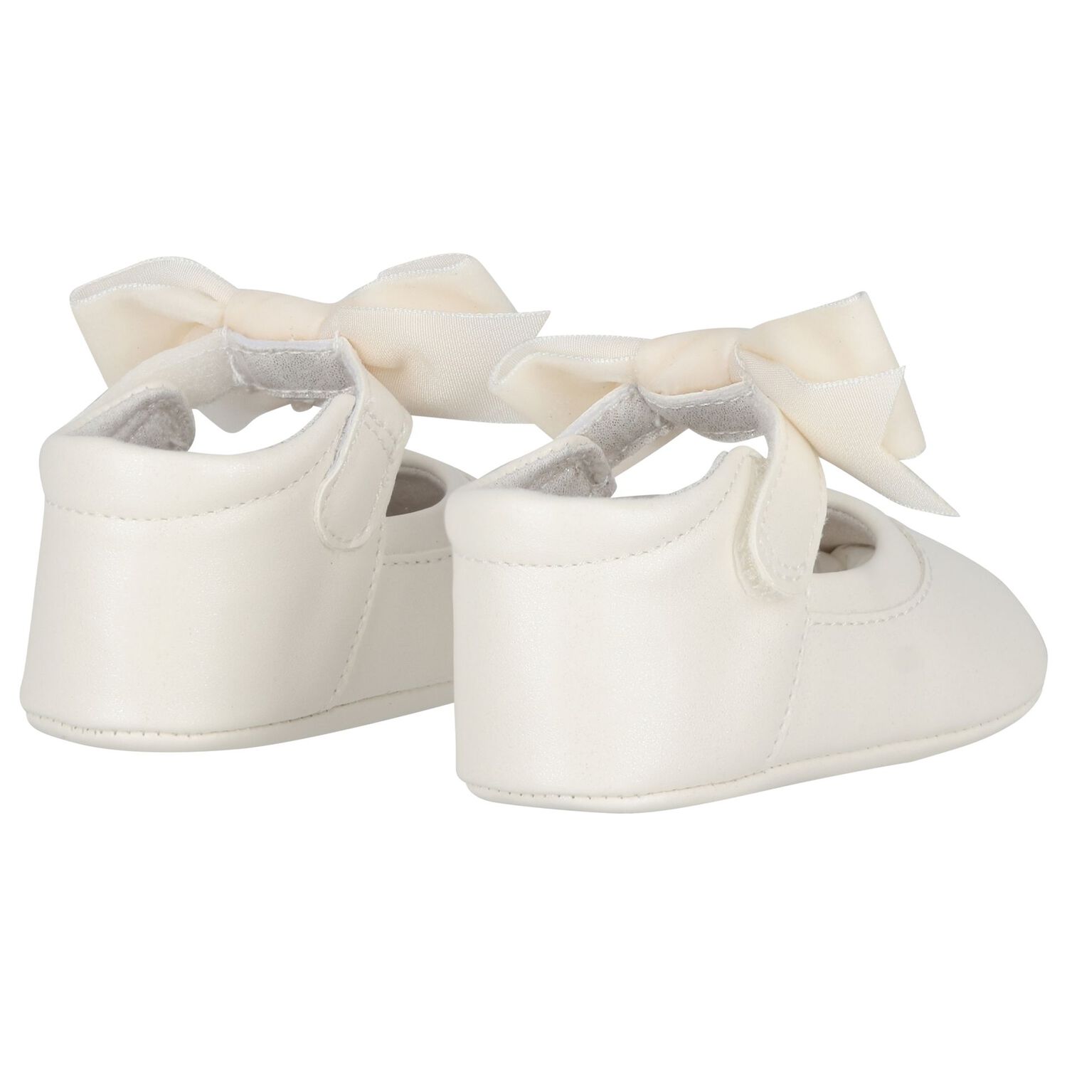 Baby Girls Ivory Bow Leather Pre Walker Shoes, 1, hi-res