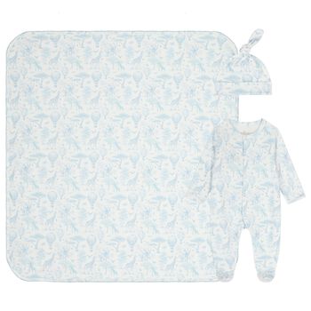 Baby Boys White & Blue Africa Babygrow Gift Set