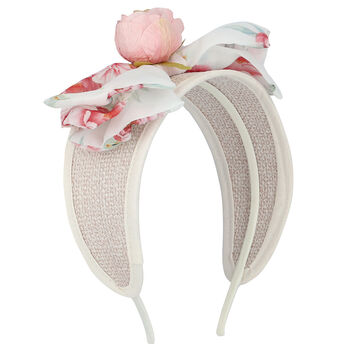 Girls Ivory Wide Flower Hairband