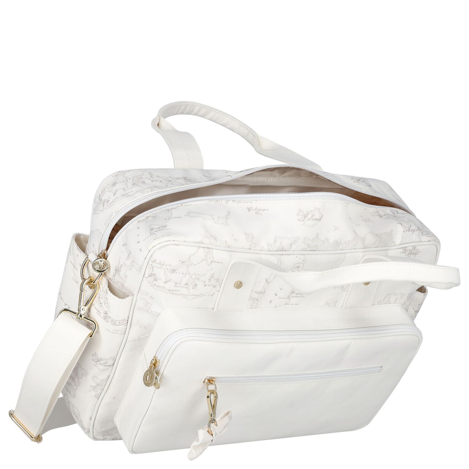White Geo Map Baby Changing Bag, 2, hi-res