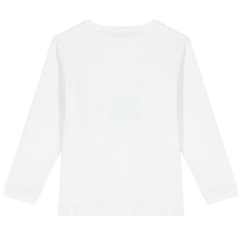 Boys White Logo Long Sleeve Top