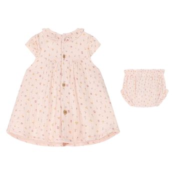Baby Girls Pink Floral Dress Set, 1 Baby Girls Pink Floral Dress Set