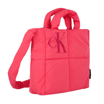 حقيبة كروس بالشعار باللون الوردى للبنات